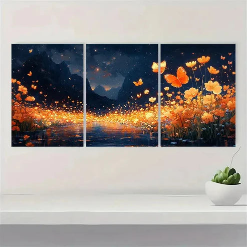 3pcs Butterfly Land Wall Art Canvas Unframed - High Quality Print 100% Australian Made Wall Canvas