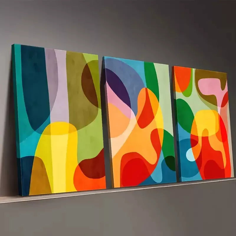 3pcs Modern Fashion Abstract Irregular Graphic Wall Art Set Canvas Framed 50x70cm - High Quality Print 100% Australian Made Wall Canvas Ready to Hang - Bella Home Decor