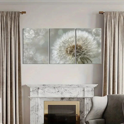 3pcs White Fluffiness Dreamy Bubbles Soft Metal Print Ready to Hang Art