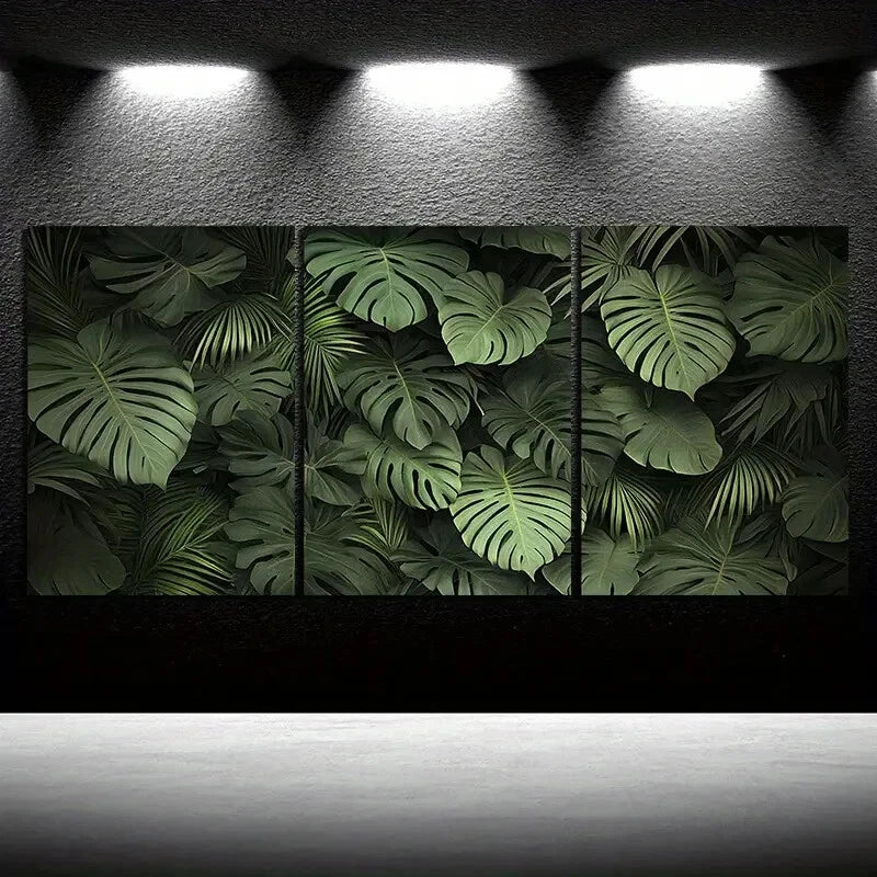 3pcs Botanical Green Plants Under The Sunshine Metal Print Ready to Hang Art