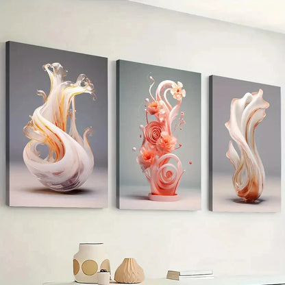 3pcs Modern Stylish Abstract Objects Perfect Wall Art Set Canvas Framed 40x60cm - High Quality Print 100% Australian Made Wall Canvas Ready to Hang