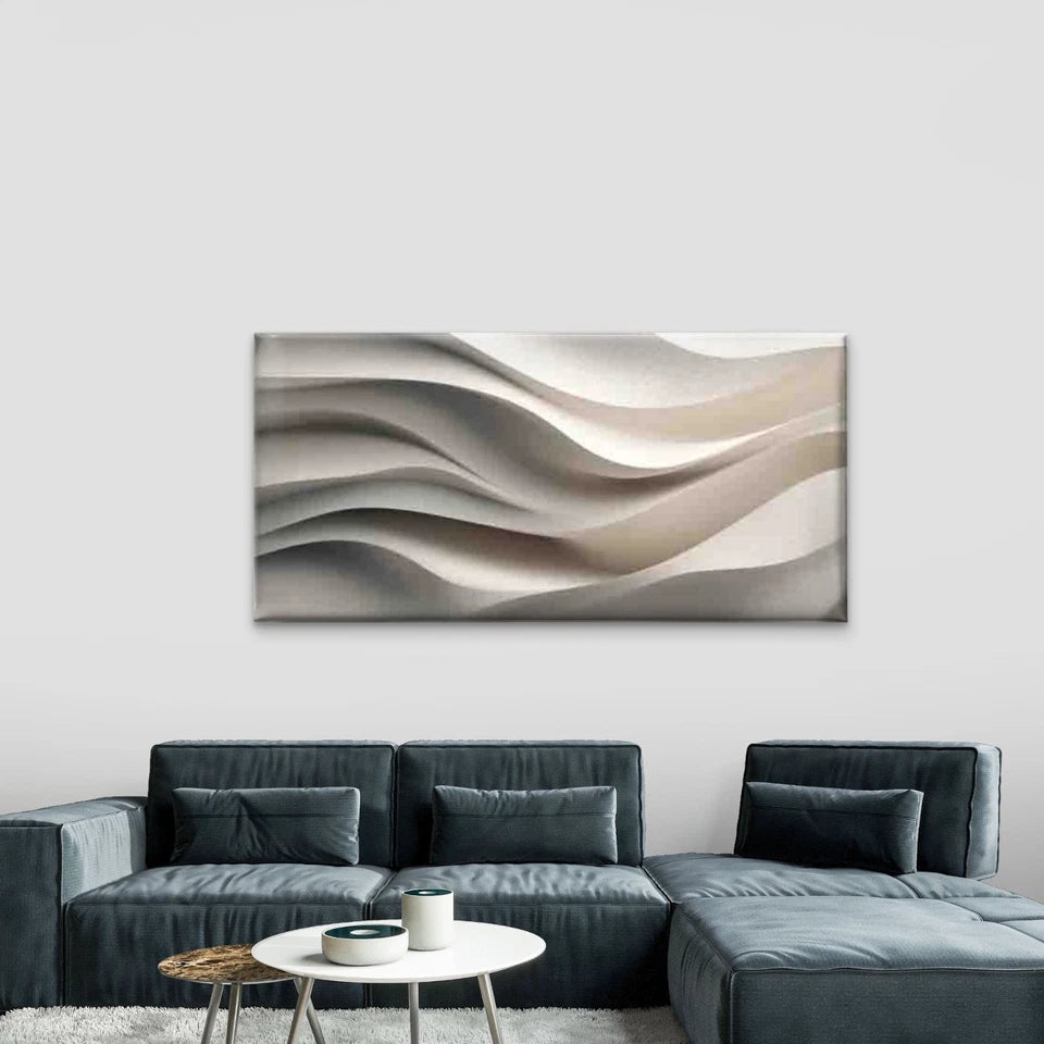 Desert Waves Textured Sand Art Wall Art Canvas Office Home Room Framed 120x60cm