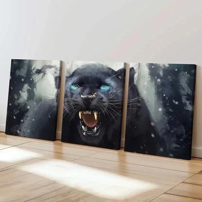 3pcs Leopard Panther Art Painting Wall Art Set Canvas Framed 40x60cm - High Quality Print 100% Australian Made Wall Canvas Ready to Hang