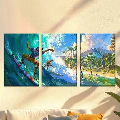 3pcs Abstract Charming Surfer Wall Art Set Canvas Unframed – High Quality Print 100% Australian Made Wall Canvas