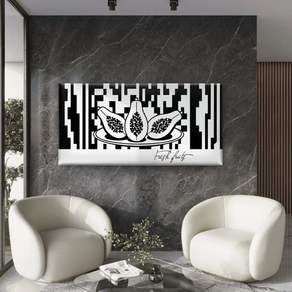 Fresh Papaya Halves Plate Wall Art Canvas Office Home Room Framed 120x60cm