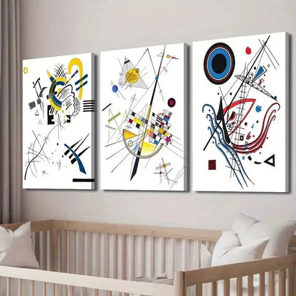 3pcs Wassily Kandinsky Geometric Perfect Wall Art Set Canvas Framed 40x60cm - High Quality Print 100% Australian Made Wall Canvas Ready to Hang