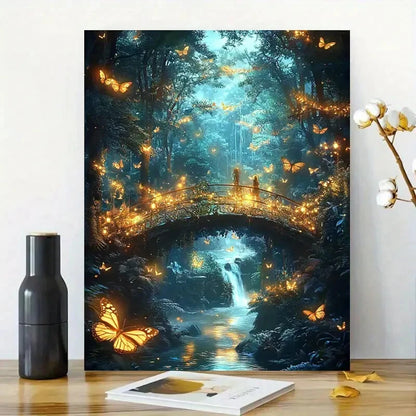 Bridge Made of Fireflies Leads to The Other Side 40x60cm Metal Print Ready to Hang