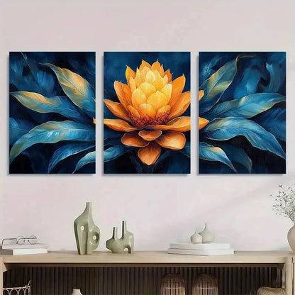 3pcs Blue and Golden Trees Landscape Perfect Wall Art Set Canvas Framed 40x60cm - High Quality Print 100% Australian Made Wall Canvas Ready to Hang
