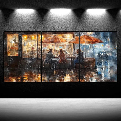 3pcs Beautiful Street Night View Metal Print Ready to Hang Art