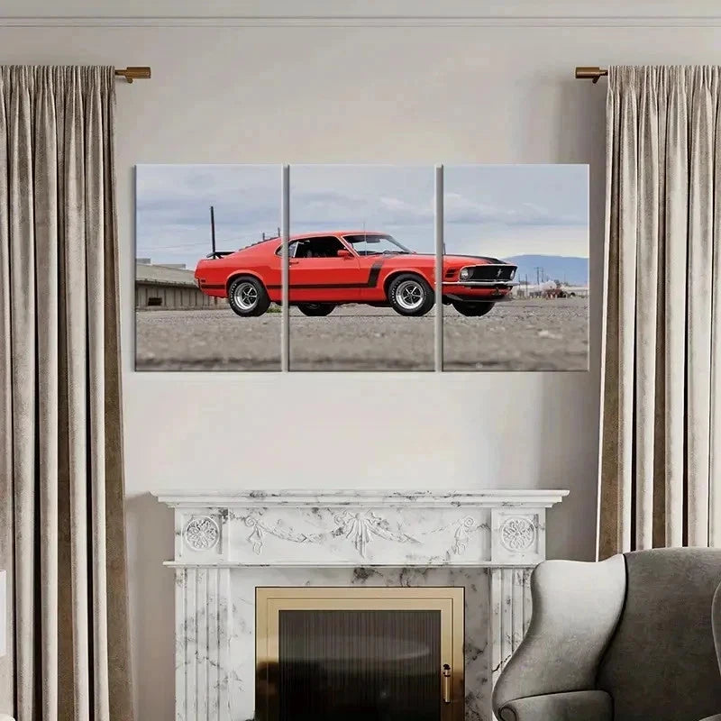 3pcs Vibrant Red Sports Car Decor Wall Art Set Canvas Framed 40x60cm - High Quality Print 100% Australian Made Wall Canvas Ready to Hang