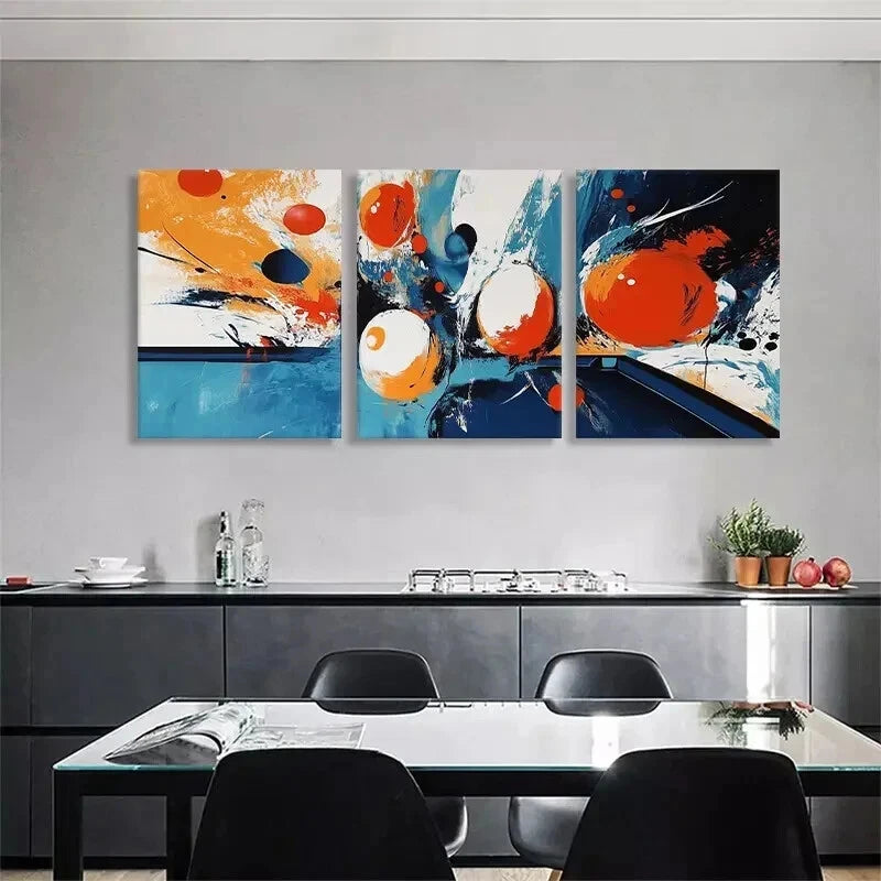 3pcs Modern Abstract Color Orange Blue Perfect Wall Art Set Canvas Framed 40x60cm - High Quality Print 100% Australian Made Wall Canvas Ready to Hang