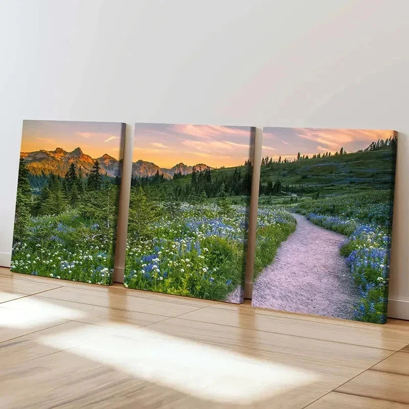 3pcs Vibrant Nature Landscape Art with Sunset Wall Art Set Canvas Framed 40x60cm - High Quality Print 100% Australian Made Wall Canvas Ready to Hang