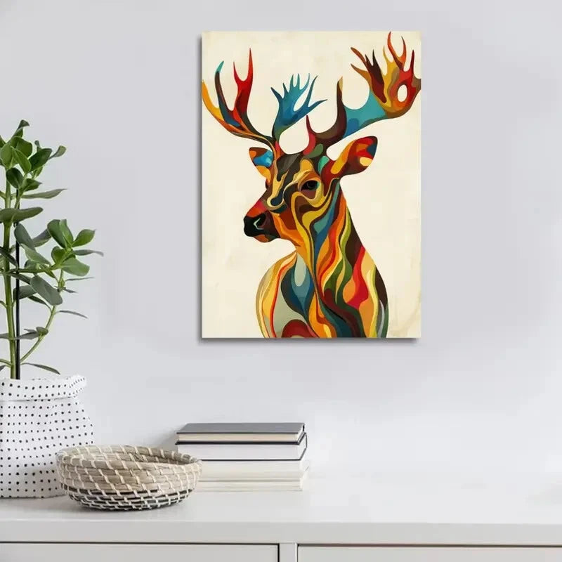 Beautiful Modern Abstract Elk Contemporary Painting 40x60cm Metal Print Ready to Hang