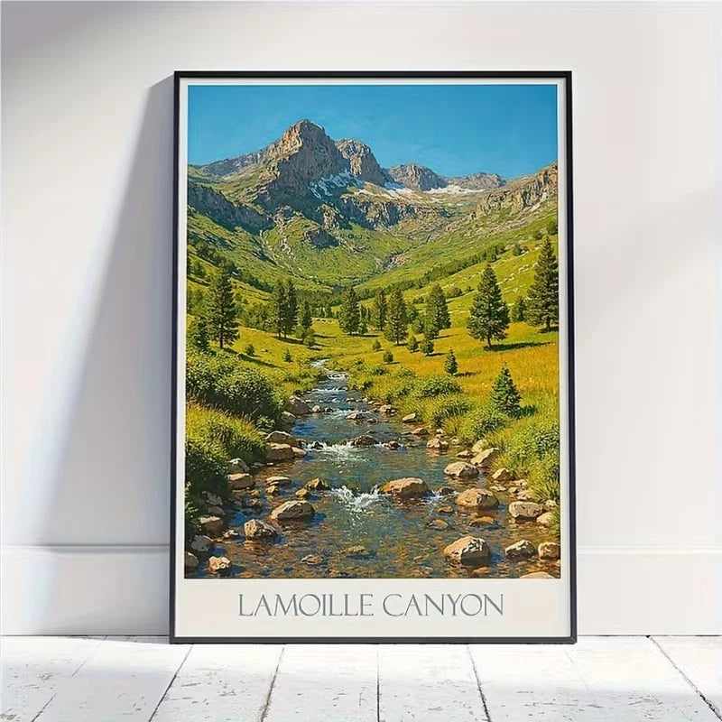 Lamoille Canyon Vibrant US Mountain Landscape Travel Poster Print Wall Art
