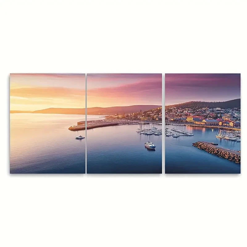 3pcs Hobart Tasmania in Australia  Wall Art Set Canvas Framed 50x70cm - High Quality Print 100% Australian Made Wall Canvas Ready to Hang