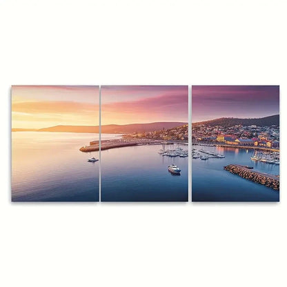 3pcs Hobart Tasmania in Australia  Wall Art Set Canvas Framed 50x70cm - High Quality Print 100% Australian Made Wall Canvas Ready to Hang