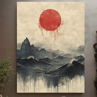 Japanese Wave Haiku Metal Print Ready to Hang 60x90cm Metal Print Ready to Hang