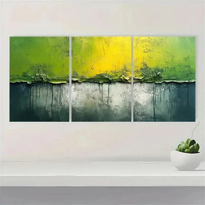 3pcs Green and Gray Abstract Painting Wall Art Canvas Unframed - High Quality Print 100% Australian Made Wall Canvas