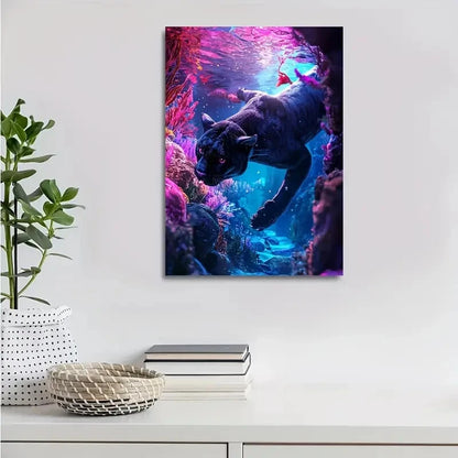 Fantasy Panther Underwater Coral Reef Painting  40x60cm Metal Print Ready to Hang