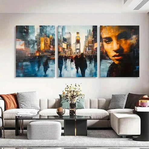 3pcs Urban Abstract Cityscape Portrait Prefect Wall Art Canvas Unframed - High Quality Print 100% Australian Made Wall Canvas