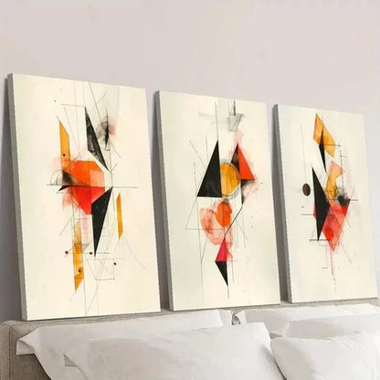 3pcs Retro Abstract Geometric Shapes Wall Art Canvas Unframed – High Quality Print 100% Australian Made Wall Canvas