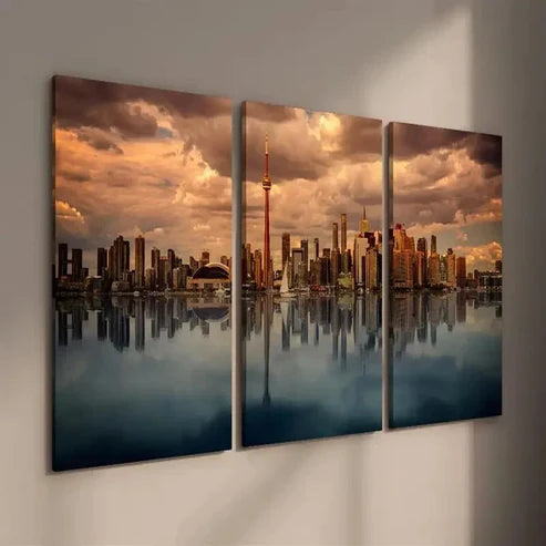 3pcs Canadian City Architecture Landscape Wall Art Set Canvas Unframed - High Quality Print 100% Australian Made Wall Canvas