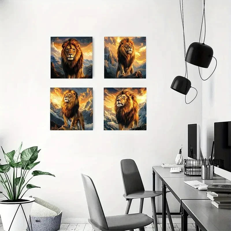 4pcsMajestic LionWall Art Canvas Framed