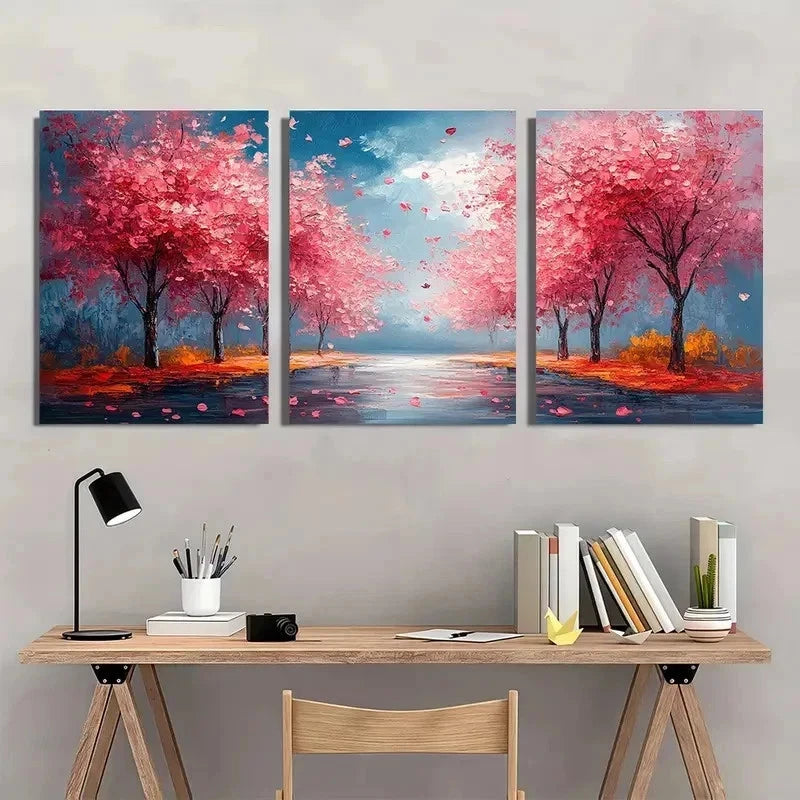 3pcs Abstract Blossom Trees Floral Perfect Wall Art Set Canvas Framed 40x60cm - High Quality Print 100% Australian Made Wall Canvas Ready to Hang
