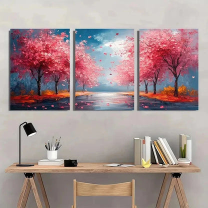 3pcs Abstract Blossom Trees Floral Perfect Wall Art Set Canvas Framed 40x60cm - High Quality Print 100% Australian Made Wall Canvas Ready to Hang