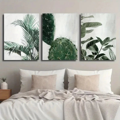 3pcs Showcasing Green Plant Leaves Perfect Wall Art Set Canvas Framed 40x60cm - High Quality Print 100% Australian Made Wall Canvas Ready to Hang