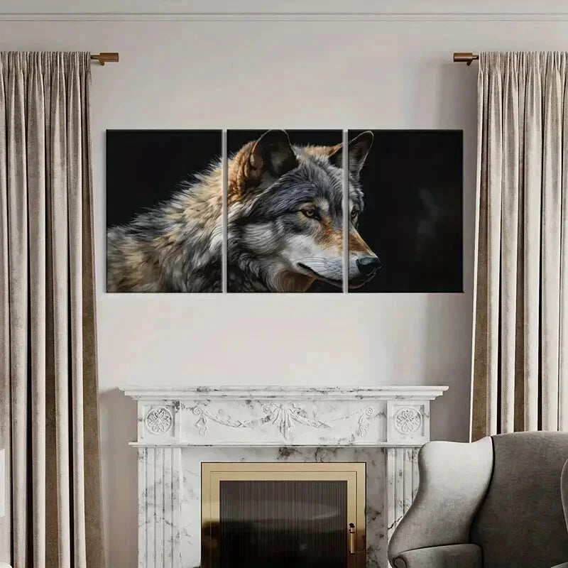 3pcs Expressive Wolf Themed Modern Wall Art Set Canvas Framed 40x60cm - High Quality Print 100% Australian Made Wall Canvas Ready to Hang