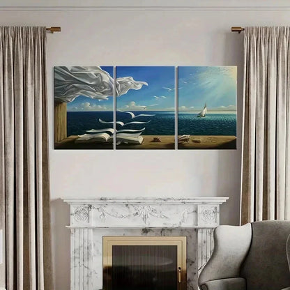 3pcs Surrealism Art Painting with Abstract Ocean Wall Art Set Canvas Framed 40x60cm - High Quality Print 100% Australian Made Wall Canvas Ready to Hang