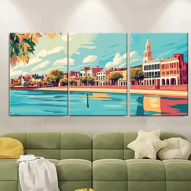 3pcs Charleston Vintage Inspired Metal Print Ready to Hang Art