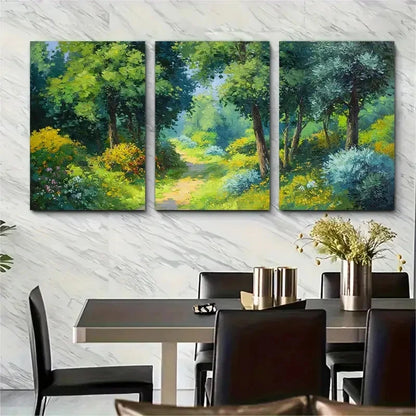 3pcs Sunny Countryside Path Landscape Perfect Wall Art Set Canvas Framed 40x60cm - High Quality Print 100% Australian Made Wall Canvas Ready to Hang