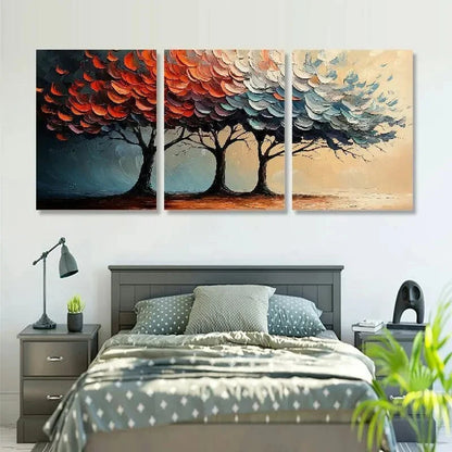 3pcs Vibrant Abstract Forest Autumn Metal Print Ready to Hang Art