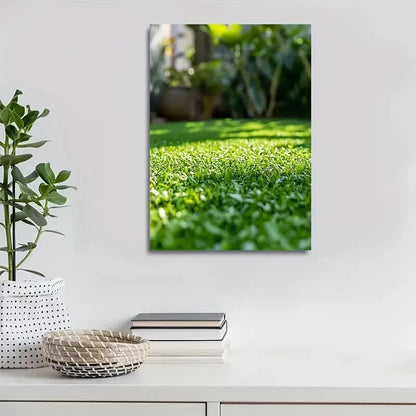 Serene Garden Scene with Vibrant Greenery Painting 40x60cm Metal Print Ready to Hang