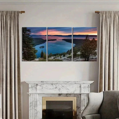 3pcs Mountain Forest Sea Sunset Decoration Wall Art Set Canvas Framed 40x60cm - High Quality Print 100% Australian Made Wall Canvas Ready to Hang