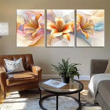 3pcs Elegant Lily Flower Abstract Perfect Wall Art Set Canvas Framed 40x60cm - High Quality Print 100% Australian Made Wall Canvas Ready to Hang