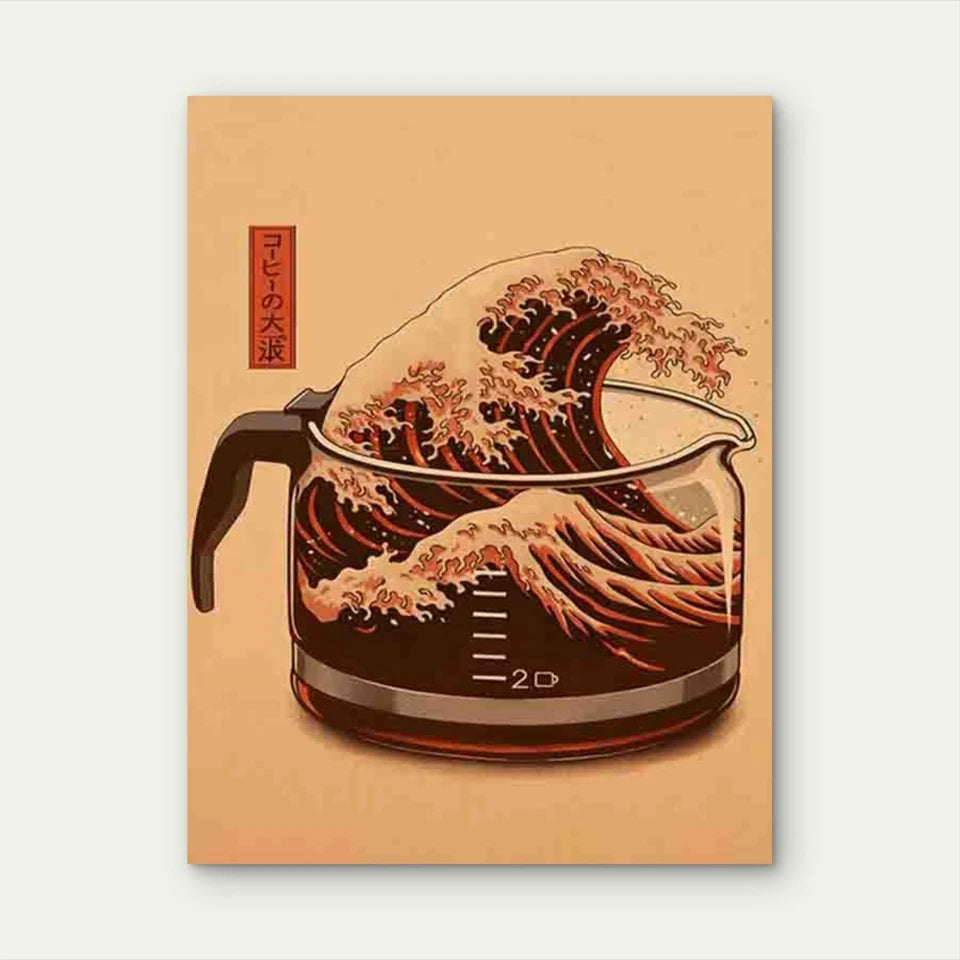 Coffee Wave Artwork 60x90cm Metal Print Ready to Hang