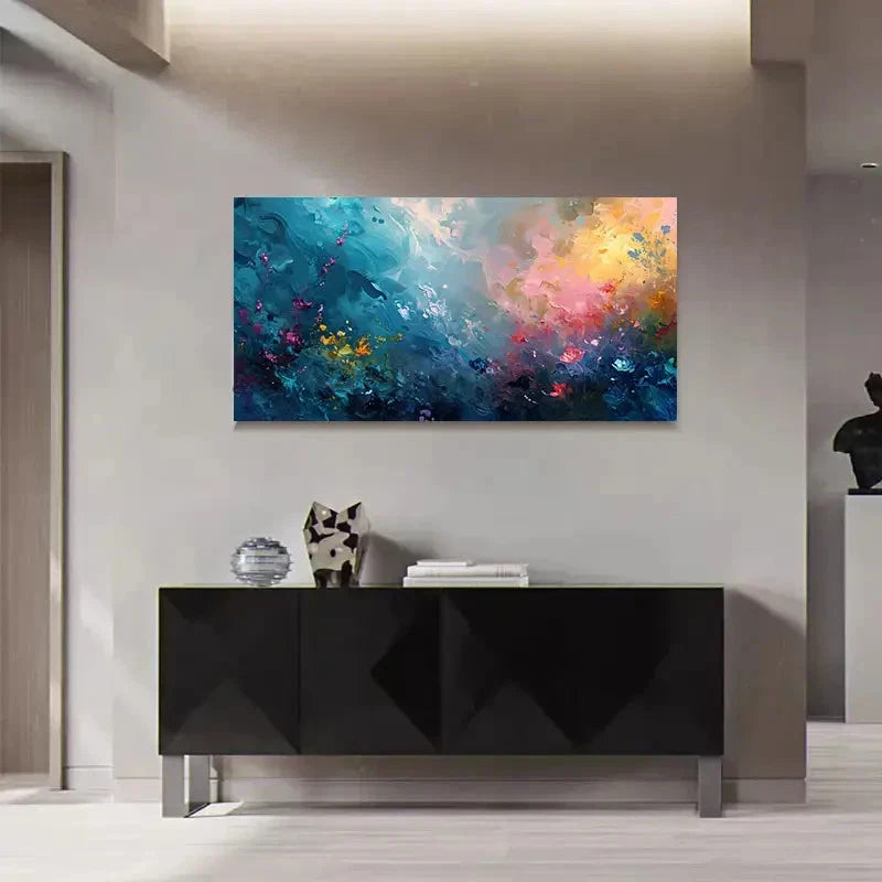 Abstract Floral Burst Flowers Wall Art Canvas Office Home Room Framed 120x60cm