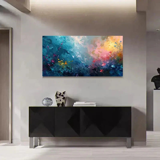 Abstract Floral Burst Flowers Wall Art Canvas Office Home Room Framed 120x60cm