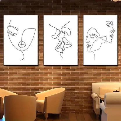 3pcs Modern Minimalist Line Poster Metal Print Ready to Hang Art