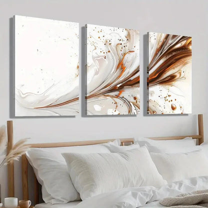 3pcs Abstract Orange & White Marble Perfect Wall Art Set Canvas Framed 40x60cm - High Quality Print 100% Australian Made Wall Canvas Ready to Hang