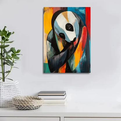 Beautiful Modern Abstract Panda Hug Painting 40x60cm Metal Print Ready to Hang