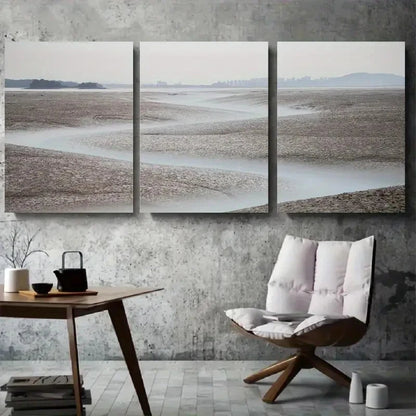 3pcs Minimalistic Coastal Sand Dunes Metal Print Ready to Hang Art