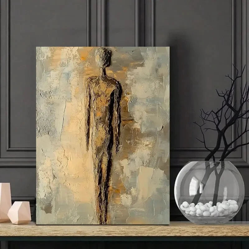 Abstract Oil Painting of an Antique Stone Figure 40x60cm Metal Print Ready to Hang