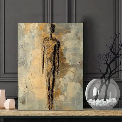 Abstract Oil Painting of an Antique Stone Figure 40x60cm Metal Print Ready to Hang