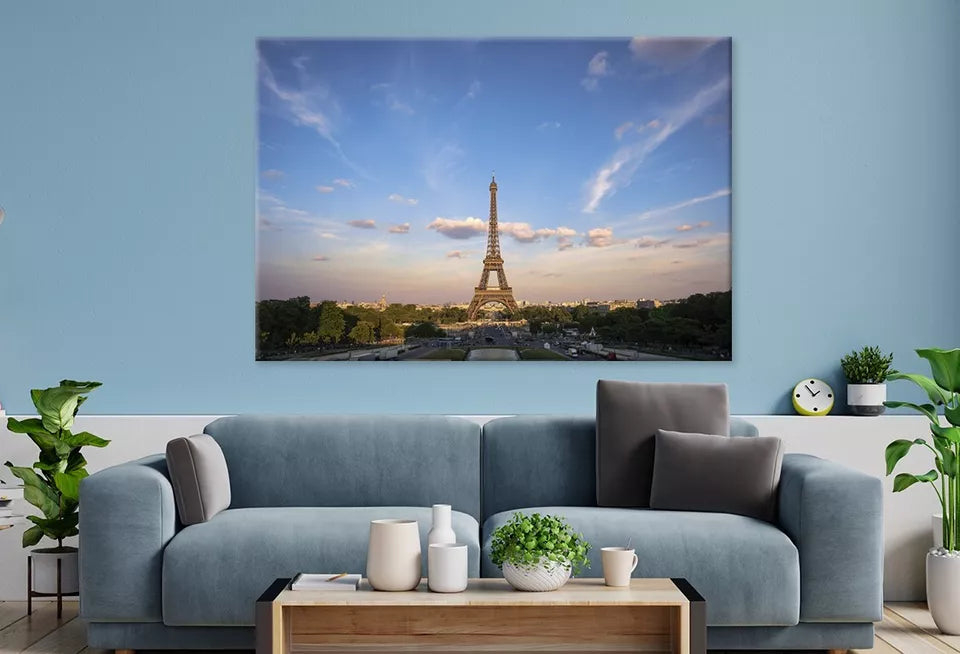Vibrant Eiffel Tower At Sunset Wall Art Decor 100% Australian Made