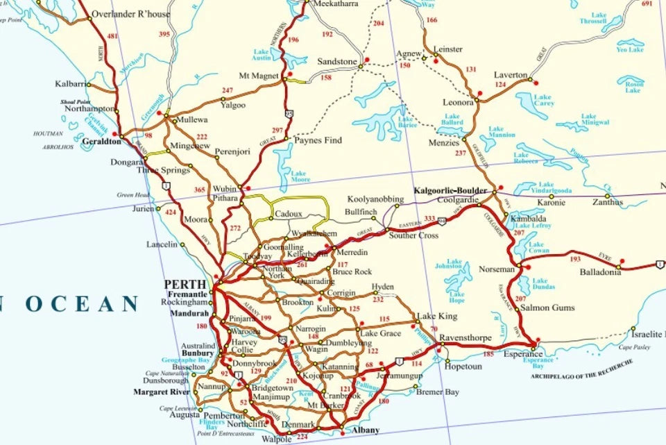 Laminated Australia Road map with details 91x61cm poster AU