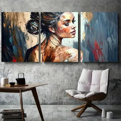 3pcs Abstract Expressionist Female Wall Art Set Canvas Framed 60x90cm - High Quality Print 100% Australian Made Wall Canvas Ready to Hang